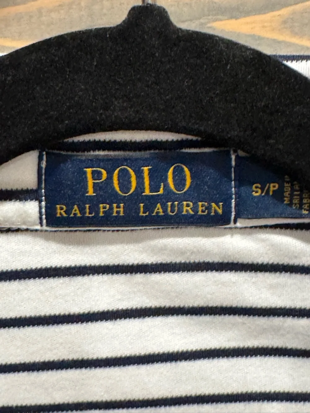 Ralph Lauren White & Navy Striped Polo Shirt